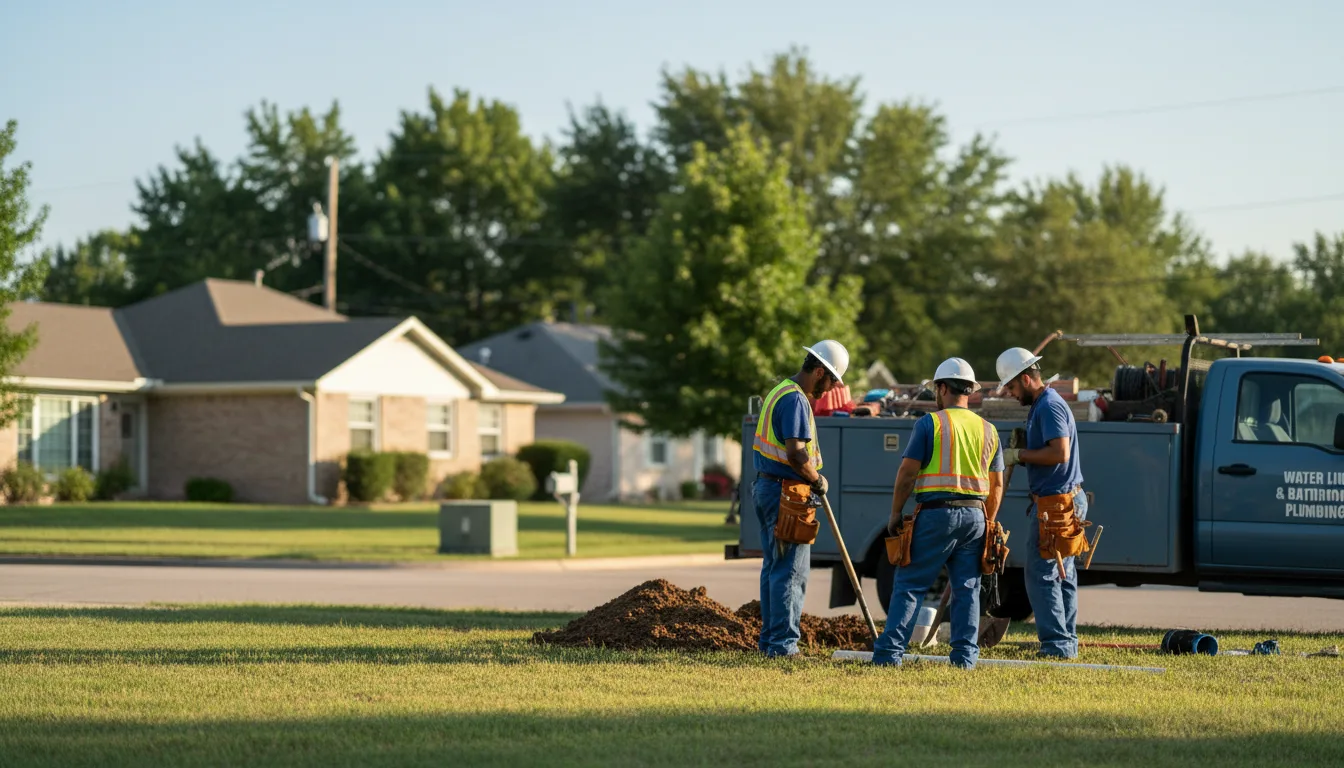 Residential water line and bathroom plumbing service in Braggs, OK
